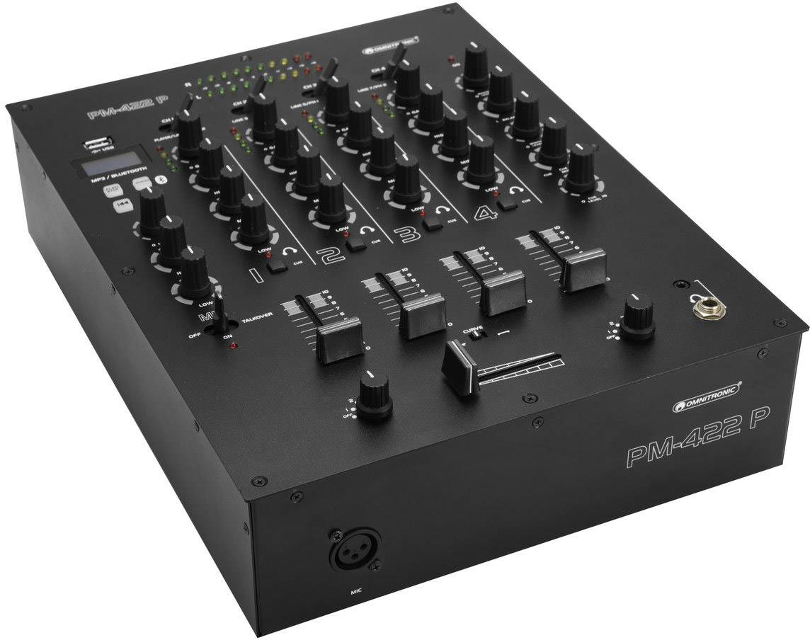 OMNITRONIC PM-422P 4-Kanal-DJ-Mixer mit Bluetooth und USB-Player