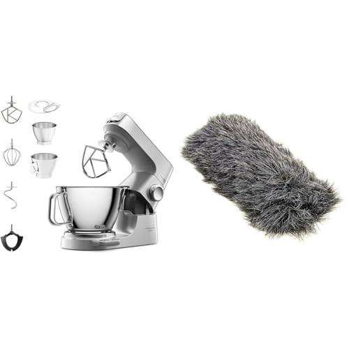 Kenwood Titanium Chef Baker Silver KVC85.004SI, Köksassistent Matberedare, Integrerad Våg, 3 Kroks- och Vispar för Blandning, Skålar på 5L och 3,5L, 1200W, Silver & Kenwood robottillbehör KAH359GL