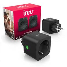 Innr Smart Steckdose Schwarz, funktioniert mit Hue* und Alexa, Zigbee Repeater, Zigbee Steckdose mit Strommessung, 2-Pack
