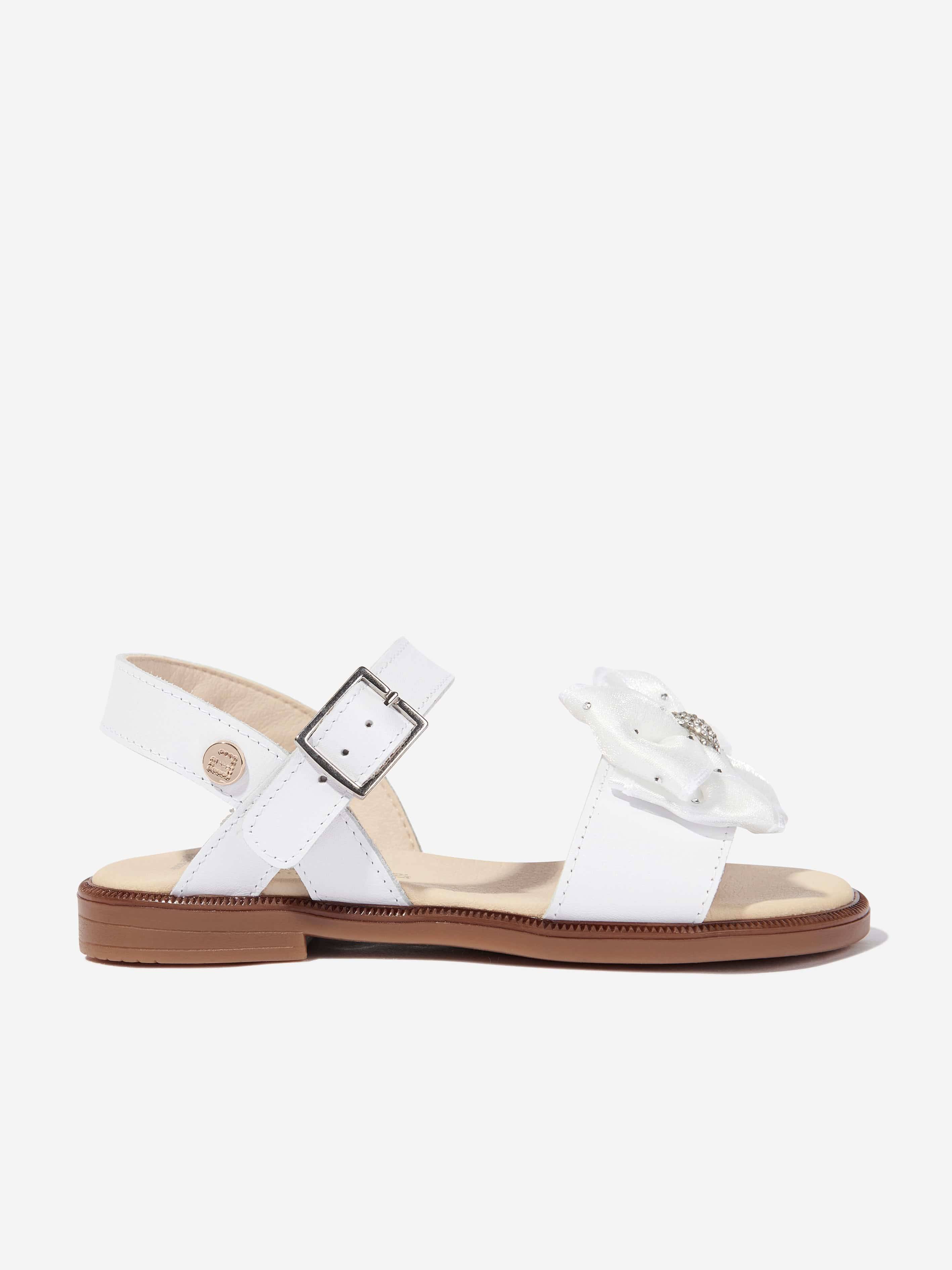 Andanines Girls Bow Sandals in White - White / EU 31 UK 12.5 (EU 31 UK 12.5)