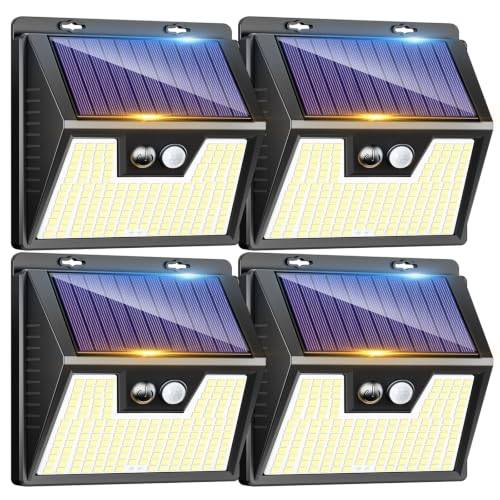 LOTMOS 4 Stück Solarlampen für Außen mit Bewegungsmelder, Warmes Weiß