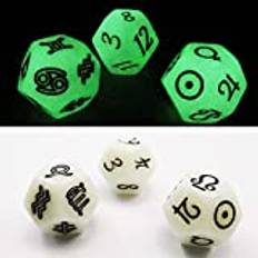 Bescon 3 Pieces Astrological Dice Set, Constellation Divination D12 Dice, Glowing in Dark Effect