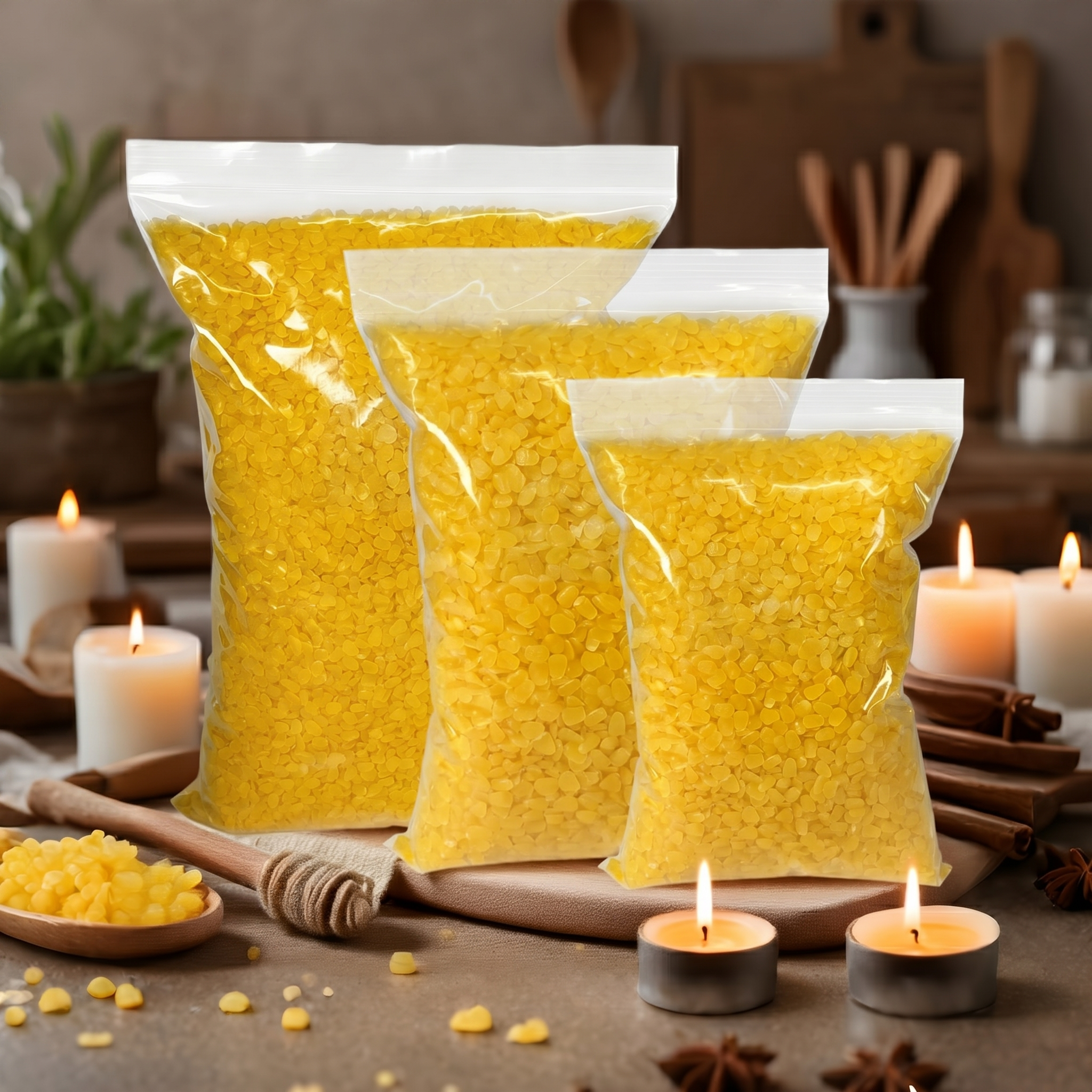 300/600/1200g beeswax, bagged, suitable for handmade candle-making,DIY wax moulds,wax mould materials and festive candle-making