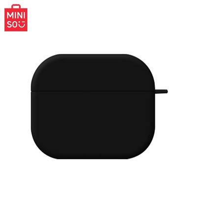MINISO officiellt licensierat hörlursfodral, passar AirPods 5:e gen/43/2/1/Pro/Pro 2:a gen trådlösa Bluetooth-hörlurar, minimalistiskt enfärgat mjukt - Texturerad svart (Multi-size)