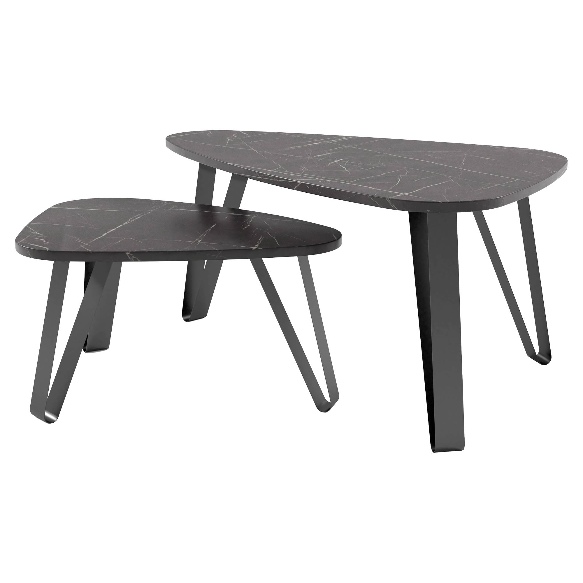 Set med Soffbord Grande Svart Grigia Pietra 94 & 63 cm