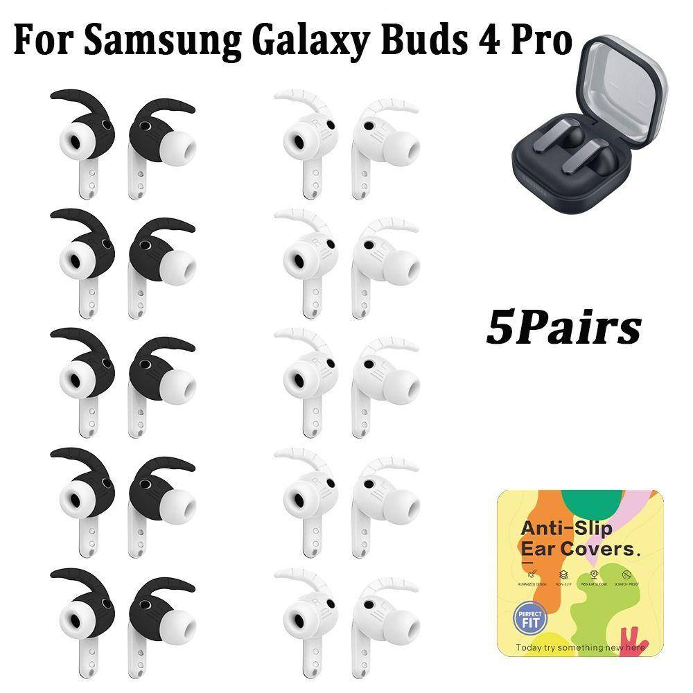 5 par stöttåliga öronproppar silikonöronkåpor för Samsung Galaxy Buds 4 Pro hörlursaccessoarer svart