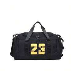 1pc Fashion Versatile Nylon Printed Large Capacity Sports Gym Bag - Black - one-size