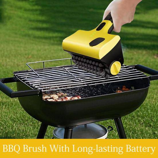 Elektrisk Grillborste Sladdlös BBQ-borste Uppladdningsbar Grillrengörare 360 Graders Roterande Rengöringsborste för Effektiv Rengöring gul