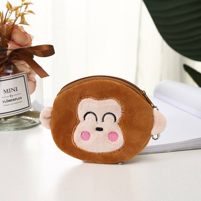 Plush Cute Coin Purse Cartoon Cloth Women's Key Case - Little Face Monkey