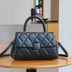 New Fashion 2025 Women&#39;s Handbag, High-Quality Tote Bag, Rhombus Small Square Bag With High-End Texture And Stylish Look, Versatile For Commute, Shoul - Black