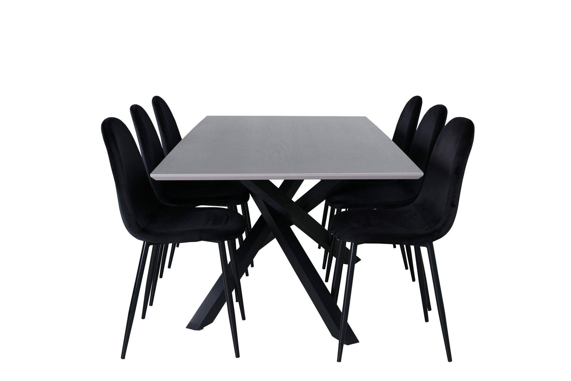 Venture Home Piazza Matgrupp 180 cm Rektangulär med 6 Polar stolar - Svart Matgrupper Trä