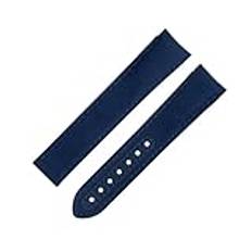 BIK För Omega-rem För AT150 Seamaster 300 Planet Ocean De Ville Speedmaster Curved End Watch Band 20 mm Blue Line High Density Nylon Cowhide Watch-armband(Blue)