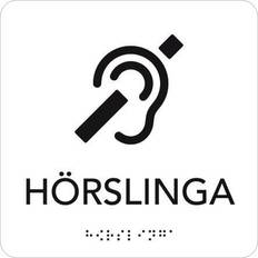 UniGraphics 6705383 Skylt hörslinga, taktil, 150 x 150 mm Vit, svart text