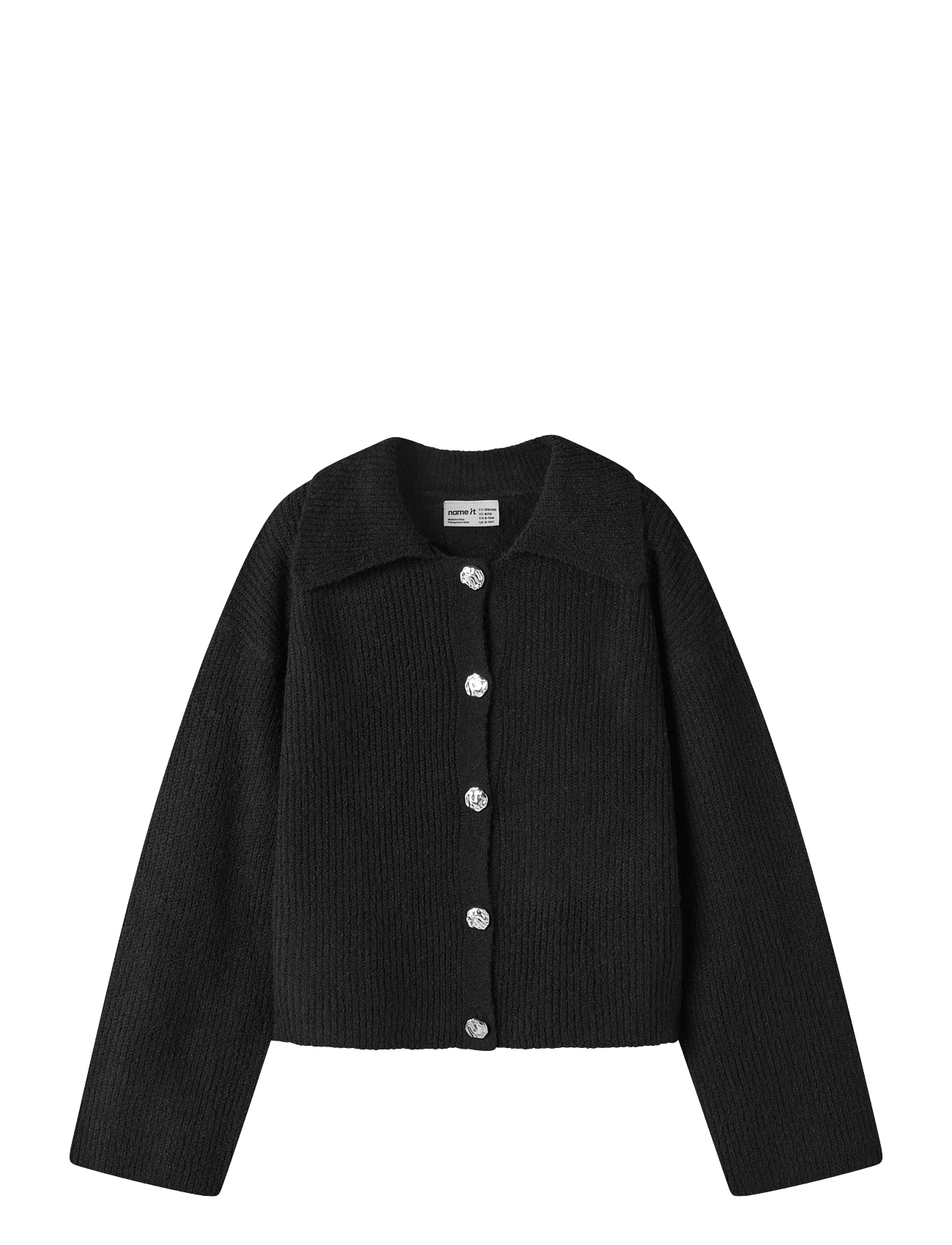 NAME IT Nkfotilis Ls Loose Knit Card | Black | 146-152