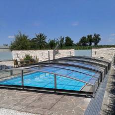 Fjordpool Pooltak Flat Design - 5.6x10.6m / Klarplast 3 mm / Dörr - Vänster + Vippgavel