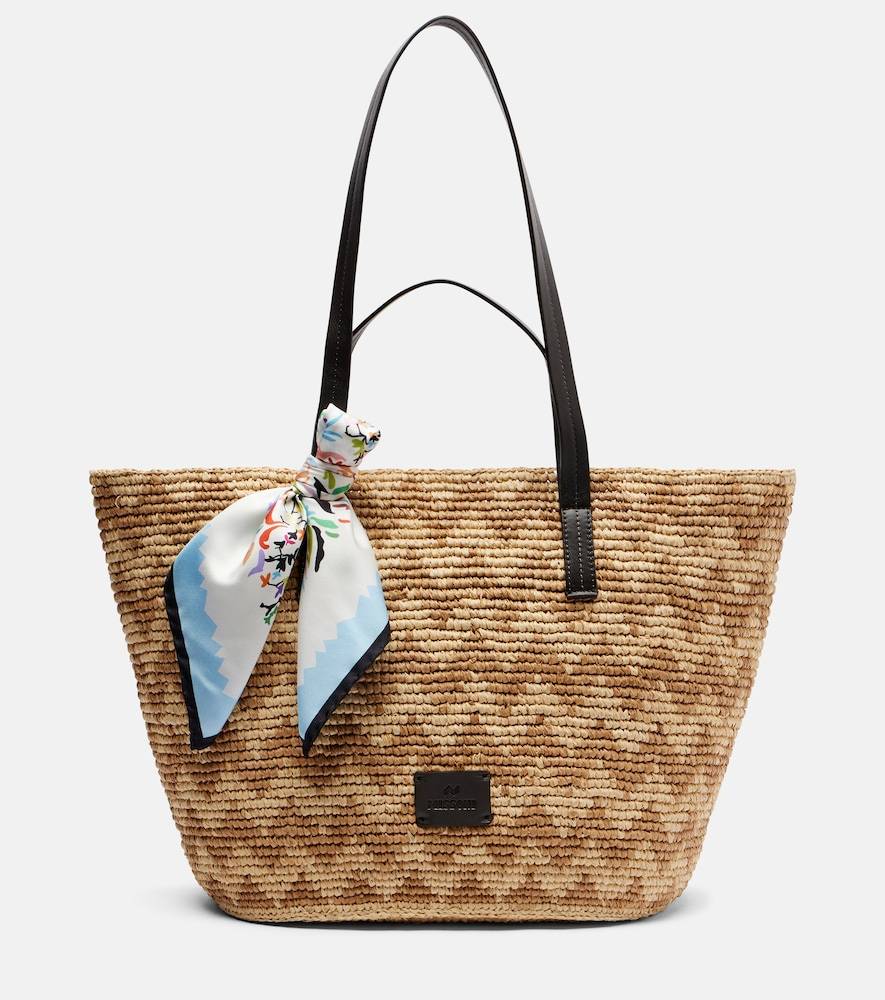 Missoni Bolso cesta Large de rafia en zigzag con piel - beige - Talla Única
