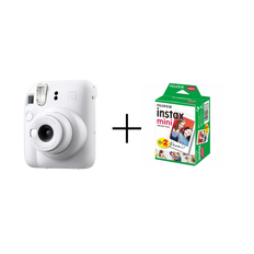 Fuji - Instax Mini 12 Instant Camera - Clay White - BUNDLE - Fri fragt og klar til levering - Prismatch - Hvid