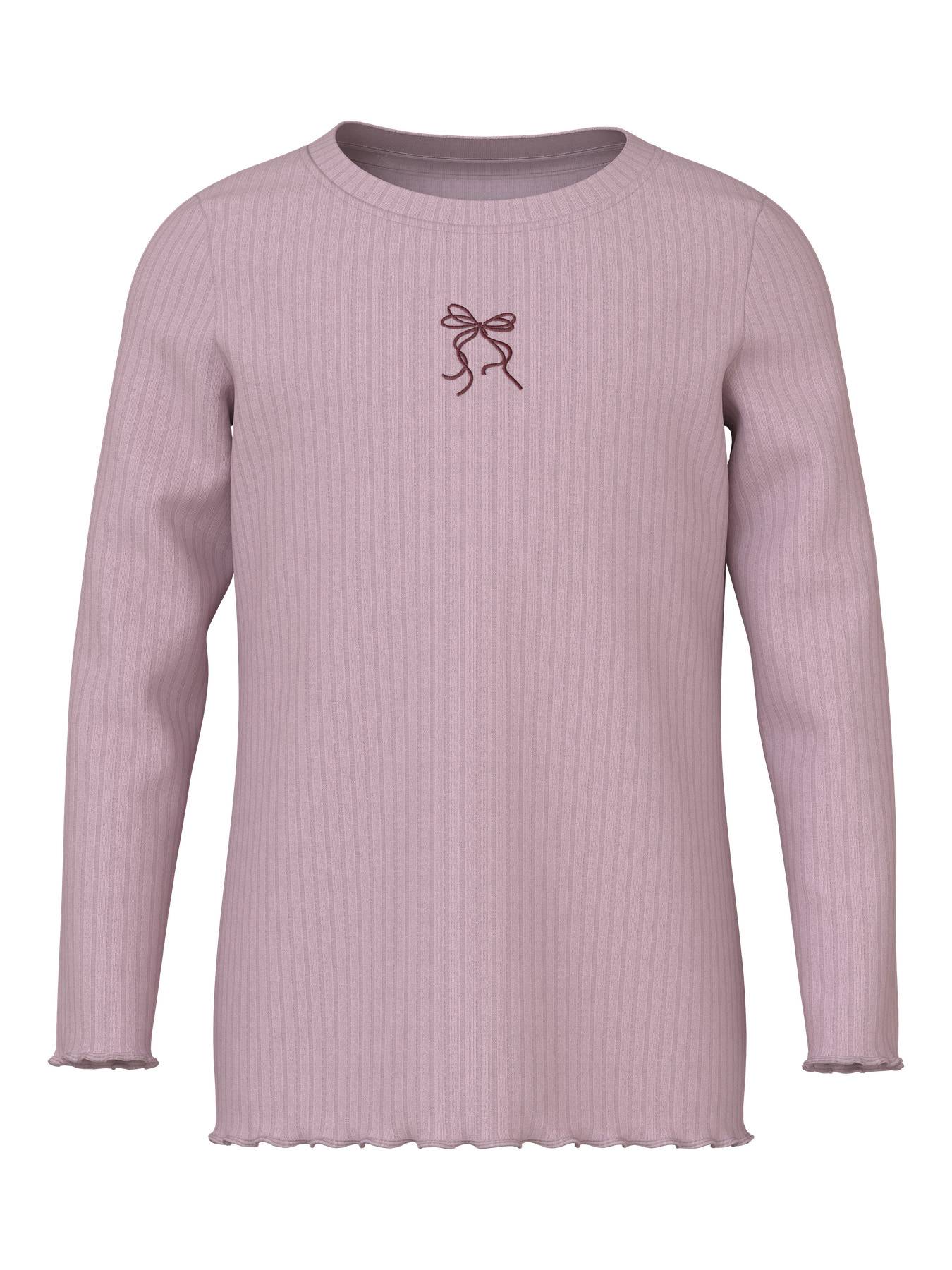NAME IT Langærmet Bluse Vemma Keepsake Lilac Bow Embroidery Glitter