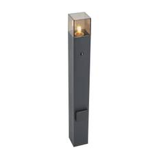 Moderne udendørs pullert sort med røgglas 70 cm med skumringssensor IP44 - Danmark