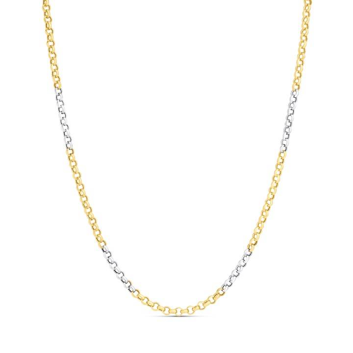 AUREUS Silver And 9ct Bonded Gold 18in Two-Colour Rolo Chain - M3870