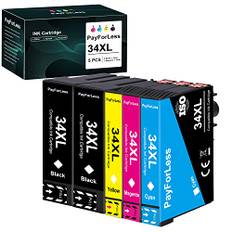 PayForLess 34 34XL Druckerpatronen kompatibel für Epson Workforce Pro WF-3720dWF WF-3725DWF WF-3720 WF-3725 Multipack 5er-Pack 2 Schwarz 1 Cyan 1 Magenta 1 Gelb…