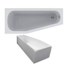Raumspar-Badewanne 160x70/45x46,5 cm links weiß K276301 inklusive Styropor-Wannenträger