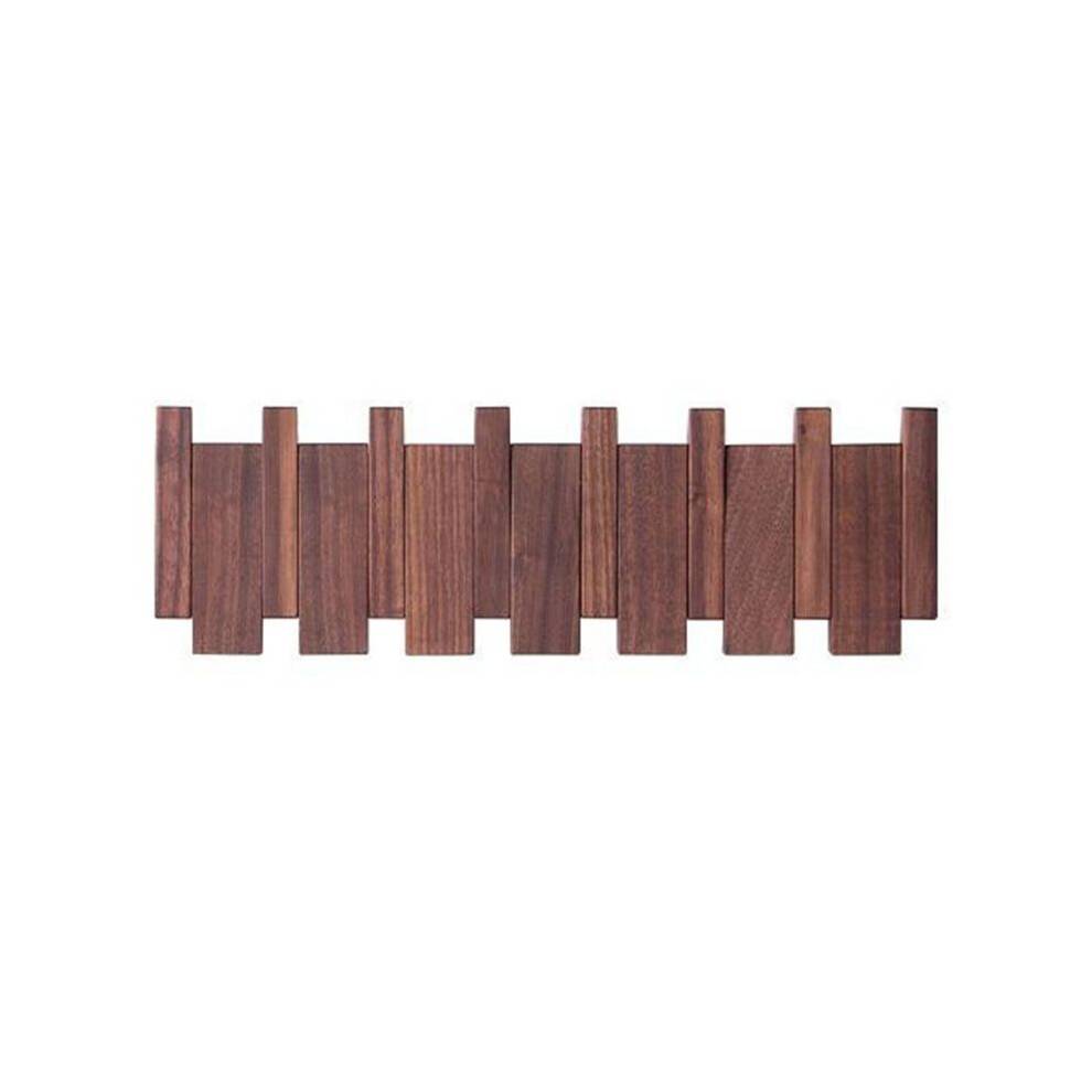 Wall-Mounted Coat Hanger Solid Wood Clothes Hook Door Hanger Coat Rack Home Decoration Walnut 6 Hooks