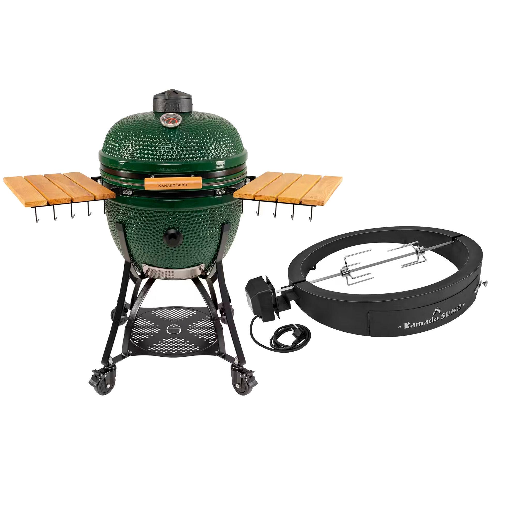 Kamado Sumo Maxi Gen 2 kamado-grill med Grillmesterens rotisserie, grøn
