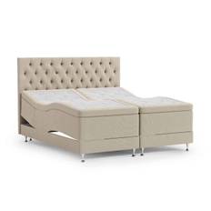 Queen Crown Ställbar Säng med Knappgavel 180 210 Beige - Pagebeig Mjuk