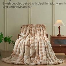 1 st dubbelsidig kamelfärgad tie-dye plyschfilt, mjuk varm fuskpäls lyxig stil pläd för mångsidig användning i vardagsrum, sovrum och soffa queen size (100*150,180*200,200*230,127*152,152*203,70*100 mycket liten)