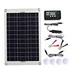 50W Solpanelssats, 12V/24V Högeffektiv Monokristallin Solpanel med 30A-kontroller Bärbar Vattentät Solpanels Underhållsladdningssats för Husbil, Båtar, Släp, Husbil