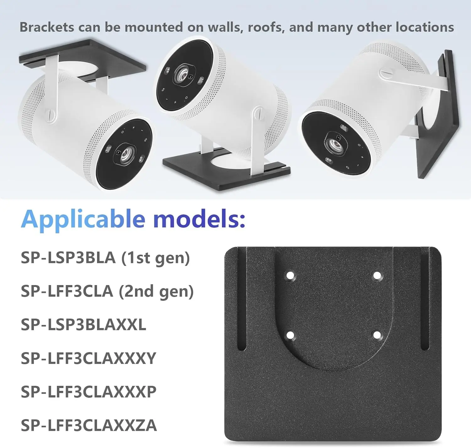 For Samsung Freestyle Projector Wall Mount Ceiling Bracket - Metal Stand Holder for Gen 1 & 2nd Generation Portable Projector