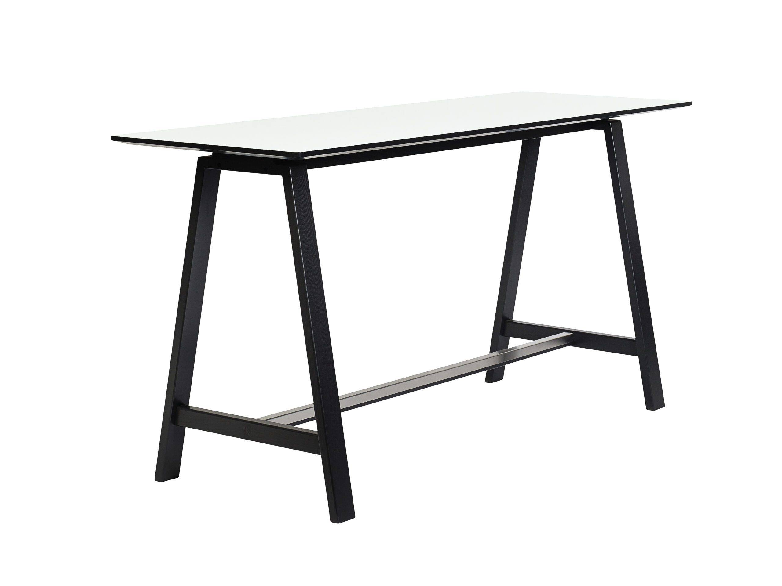 HT1 Højbord, massiv træ - H: 108 cm, B: 75 cm, L: 150/216/273 cm Sort Linoleum Hvidpigmenteret Eg 150x75.