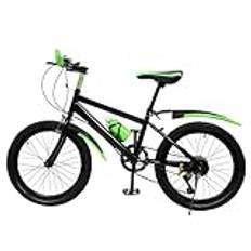 QRANSEUYXY 20 tums mountainbike barn, pojkar och flickor barncykel, grön/röd barncykel med multiväxlad dubbelskivbroms kopphållare kompassklocka upp till 85 kg (grön)