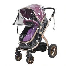 1 st Regnskydd för barnvagn, genomskinlig väderskydd för barnvagn, lämplig för regniga dagar, universell passform för barnvagnar, resevagnstillbehör - Svart (En-Storlek)