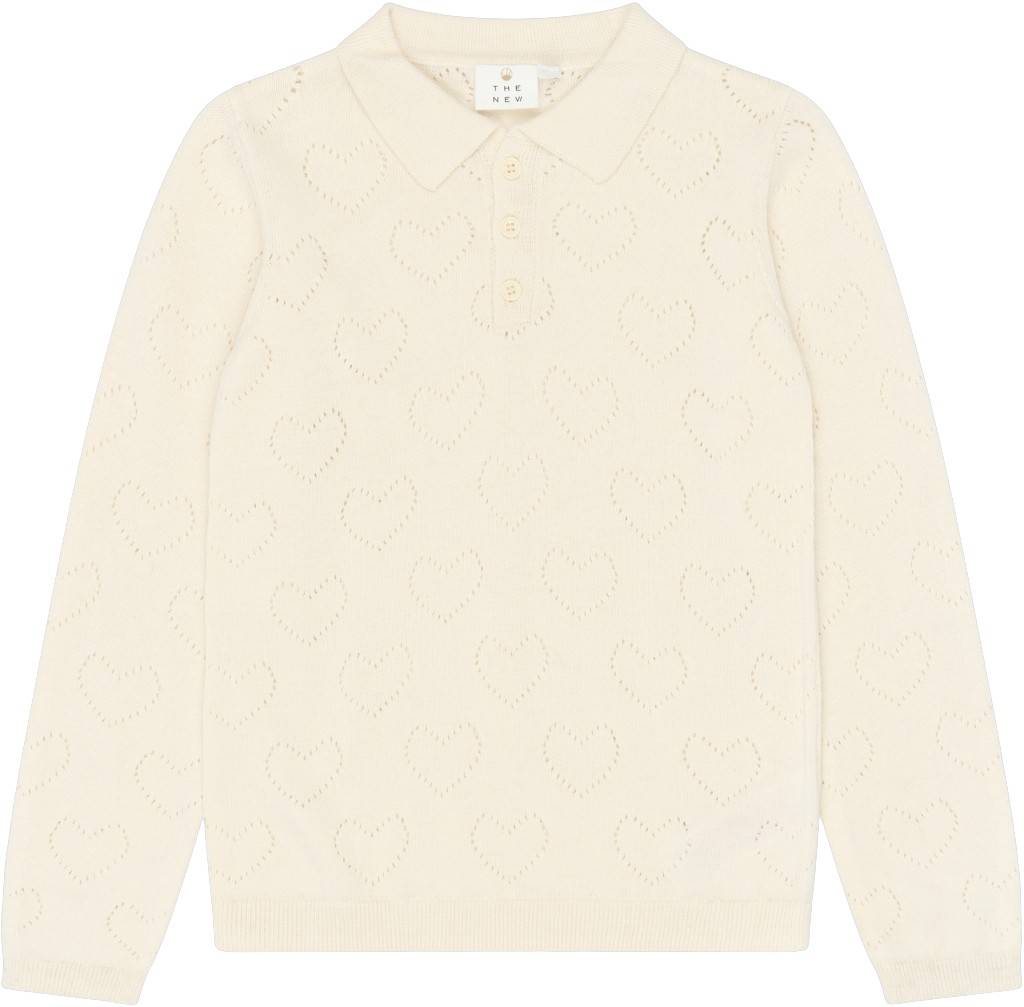 The New Tnynes L_S Knit Polo Stl. 134-140 cm/9-10 år unisex - Koftor Från Magasin - Gardenia (134-140 cm/9-10 år)