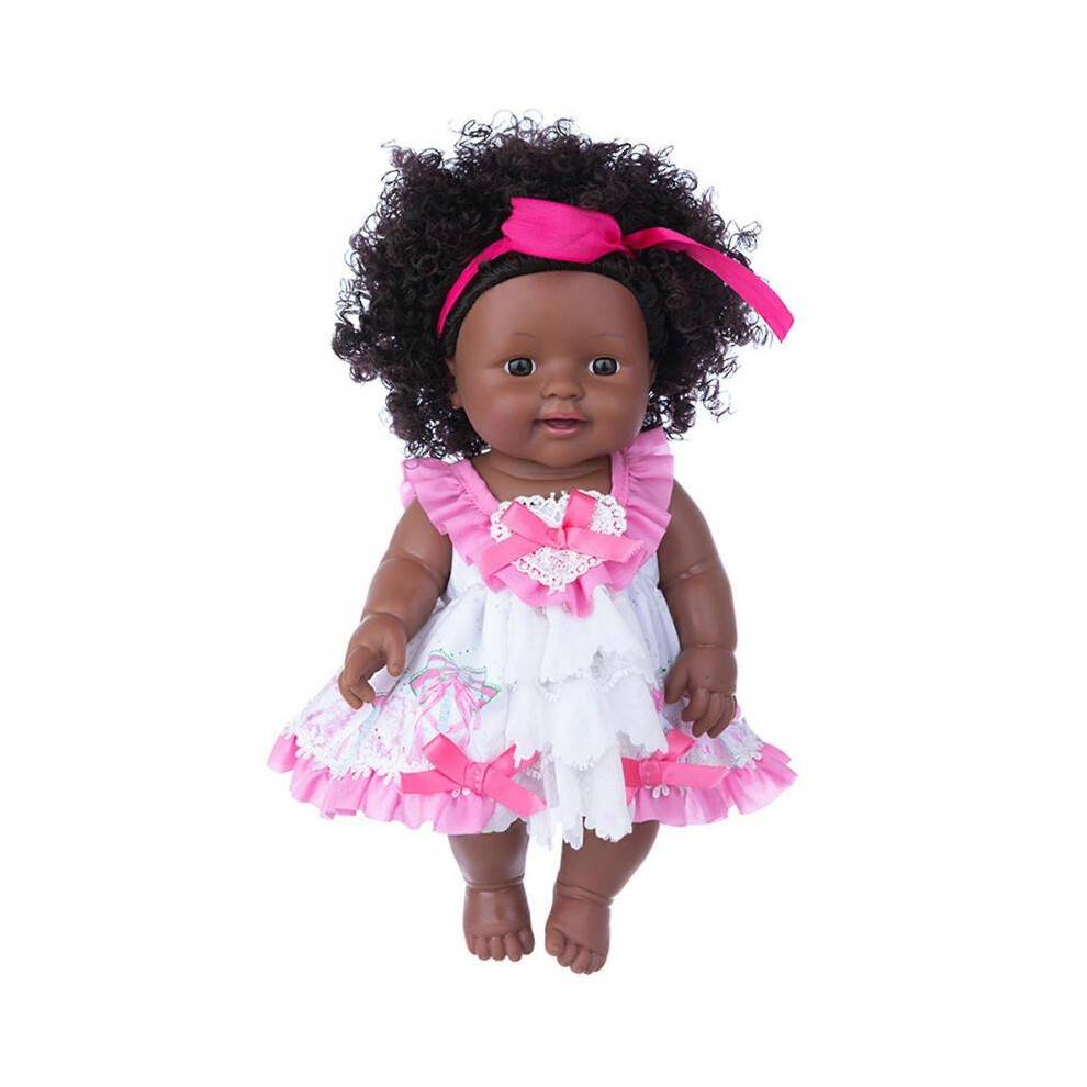 (White) Realistic Baby Cute Curly Hair Lace Skirt Baby Toy Kids Birthday Gift Festival Present,100% New