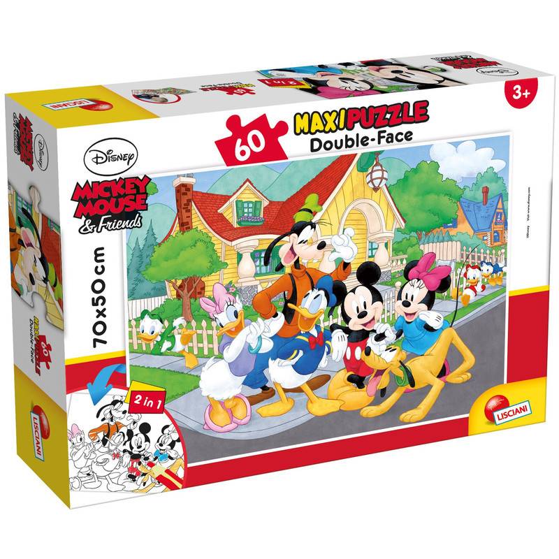 Liscianigiochi 66728 Mickey Mouse & Friends Maxipuzzle doppelseitig 60