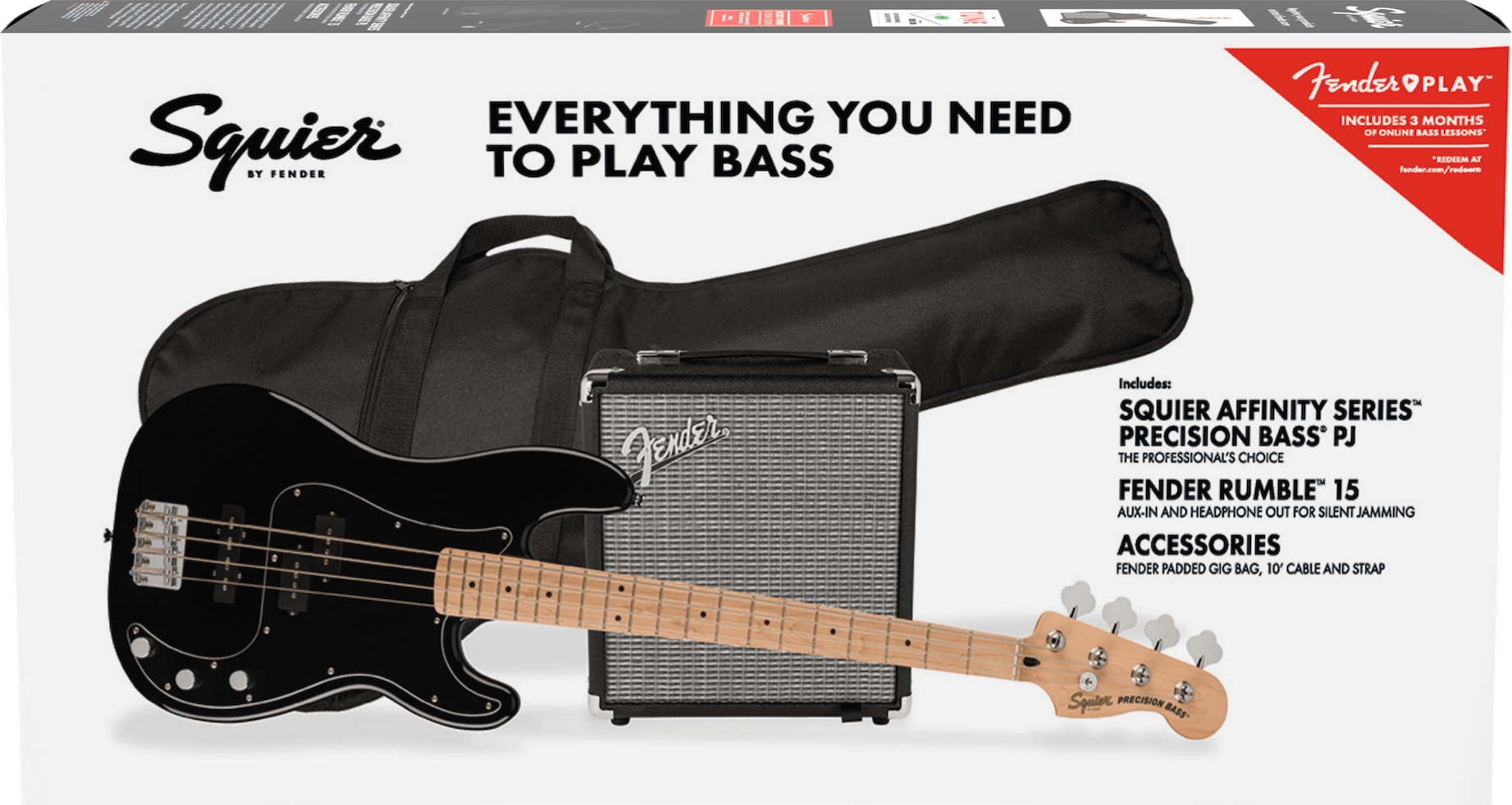 Squier Affinity Series Precision Bass PJ Pack MN BLK