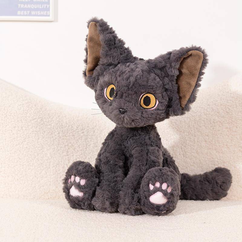 Söt Devon Rex Katt Gosedjur Realistiskt Gosedjur med Stora Öron Mjuk Livslik Gåva för Kattälskare Födelsedag Julklappar