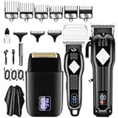 Hair Trimmer, Beard Shaver Kit for Men, Professional Hair Clippers, Cordless Barber Clipper Hair Cutting Kit, Gifts for Men,Black