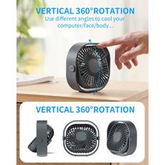 Bordventilator USB-ventilator Lille skrivebordsventilator Kølende Mini Stille ventilator til soveværelse Hjemmekontor Bil Seng, Personlig Lydløs ventilator med kabel 360° drejelig