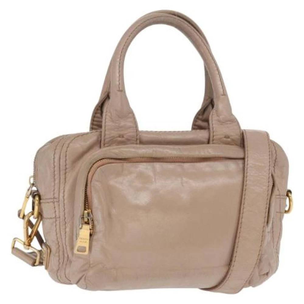Prada Vintage Pre-owned Læder Håndtaske - Vintage - Dame - Beige - ONE SIZE - Læder