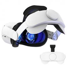 Justerbart hovedbånd til Oculus/Meta Quest 2 VR-headset, VR-hovedbånd til Oculus Quest 2, VR-spilstøtte og komfort, hvid