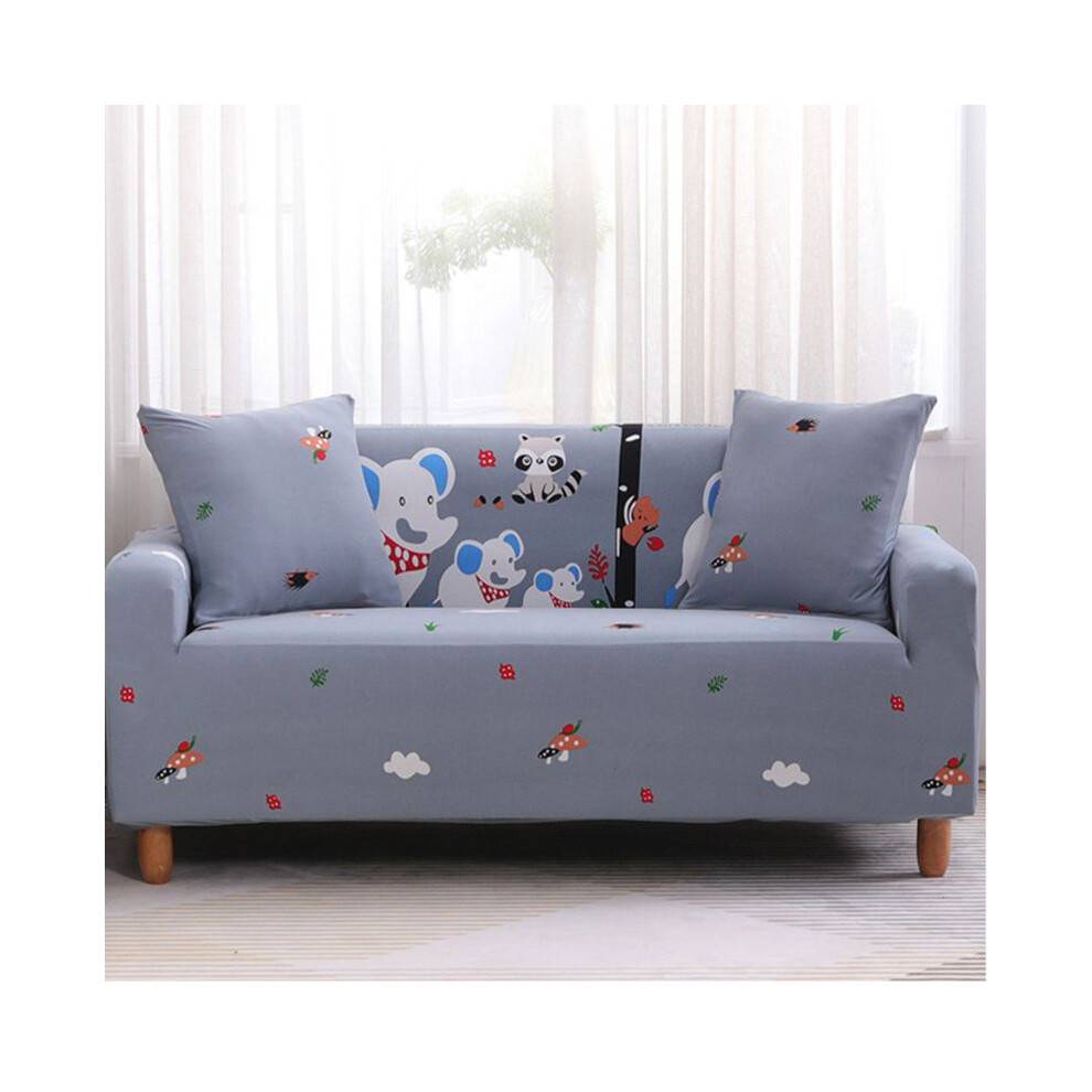 (Elephant,4-Seater)Bohemian Printed Lazy Stretch Sofa Cover For Living Room Elastic Slipcovers