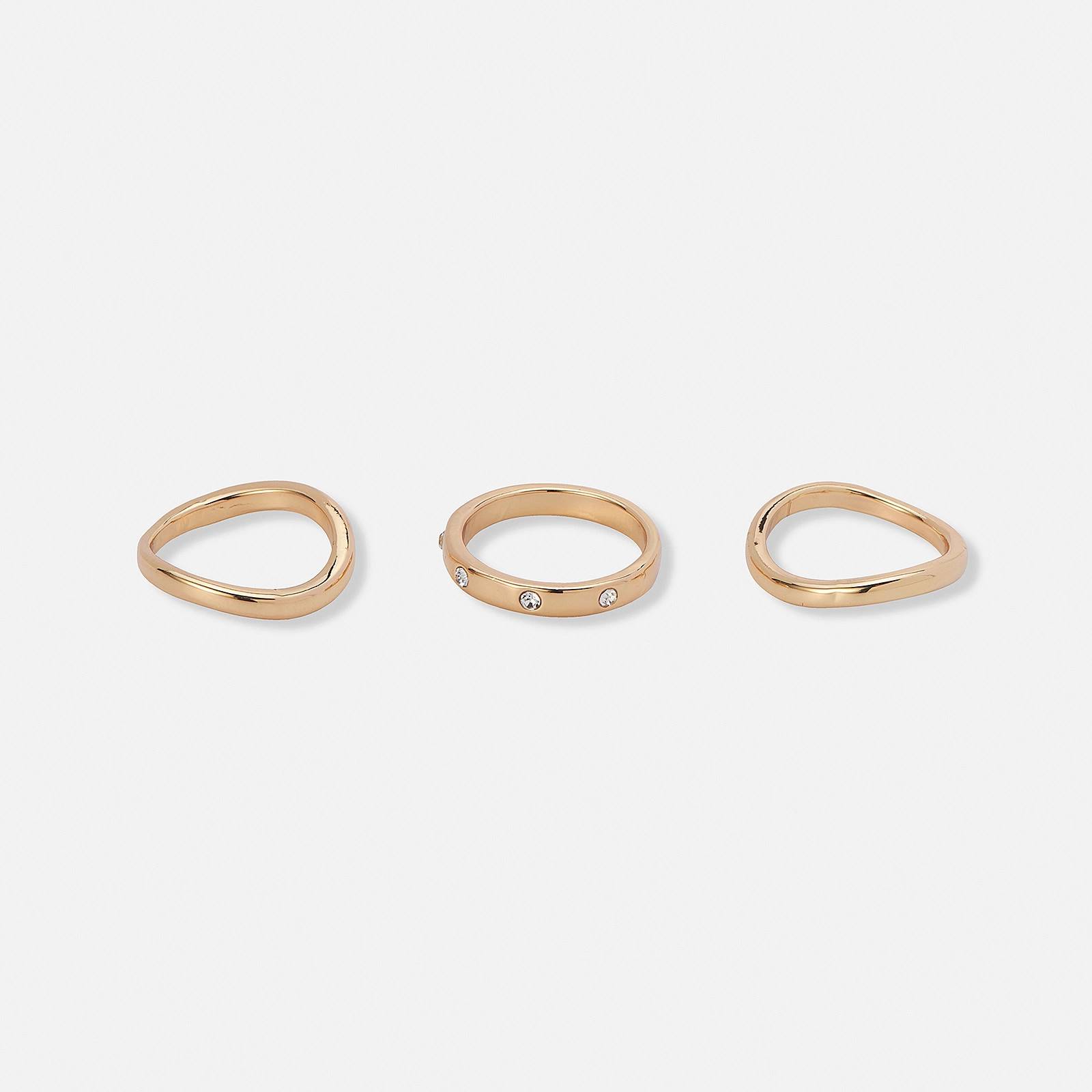 3-pack olika guldfärgade ringar
