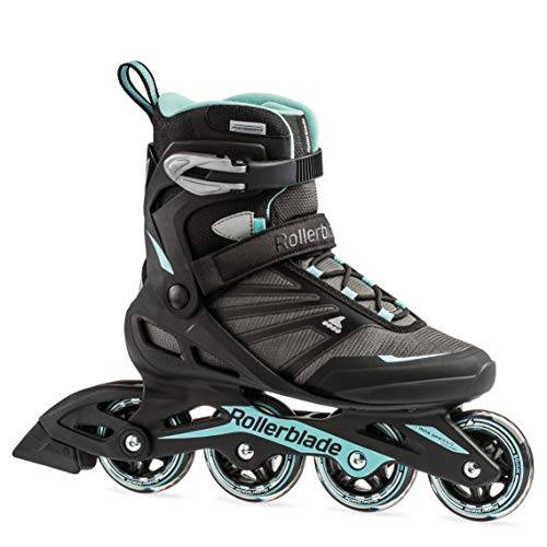 Rollerblade Zetrablade kvinnors vuxen fitness inline-skridskor, svart och ljusblå, prestanda inline-skridskor