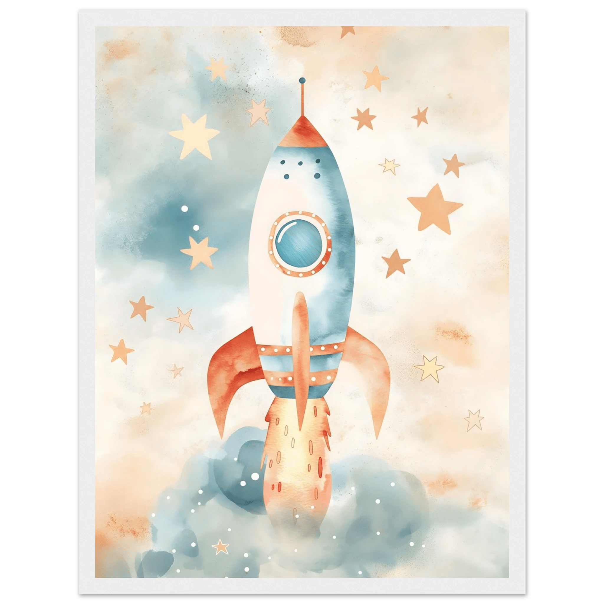 Raketposter-30x40 cm / 12x16″ / Med ram / Vit