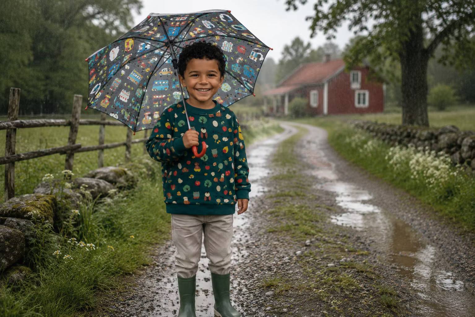 Färgskiftande Barn paraply med Monster
