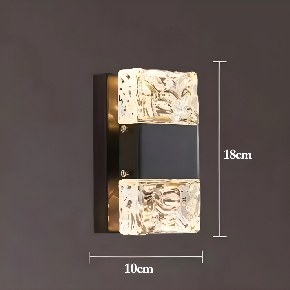AuraCrystal – Luxe LED Kristall Vägghängd Lampa - Svart / 18 cm